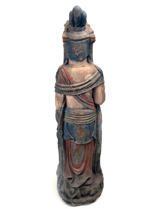 Chinesische Holz Statue Stehend Göttin 5