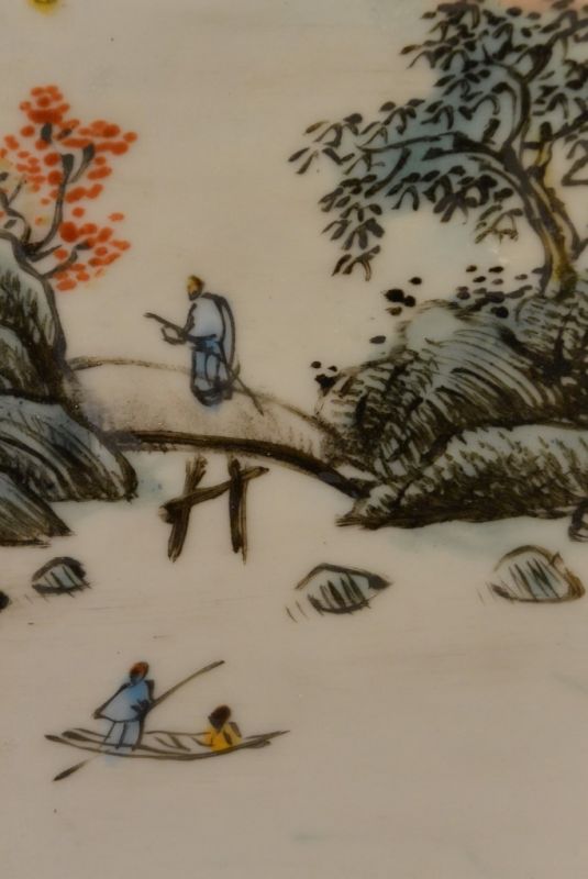 Chinesische Holzplatte und Porzellan 2 3