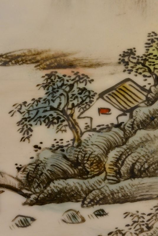 Chinesische Holzplatte und Porzellan 2 4