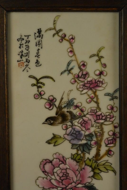 Chinesische Holzplatte und Porzellan Kirsche 3 2