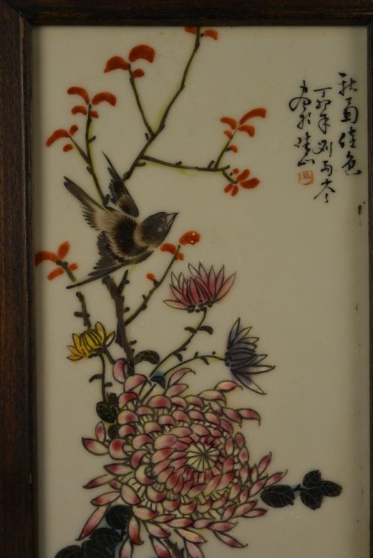 Chinesische Holzplatte und Porzellan Kirsche 4 2