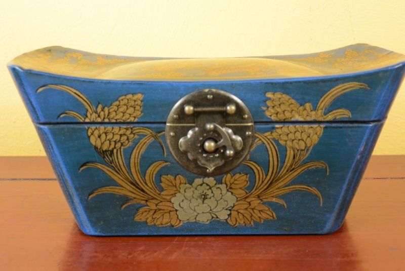 Chinesische Holzschatullen - Blau 2