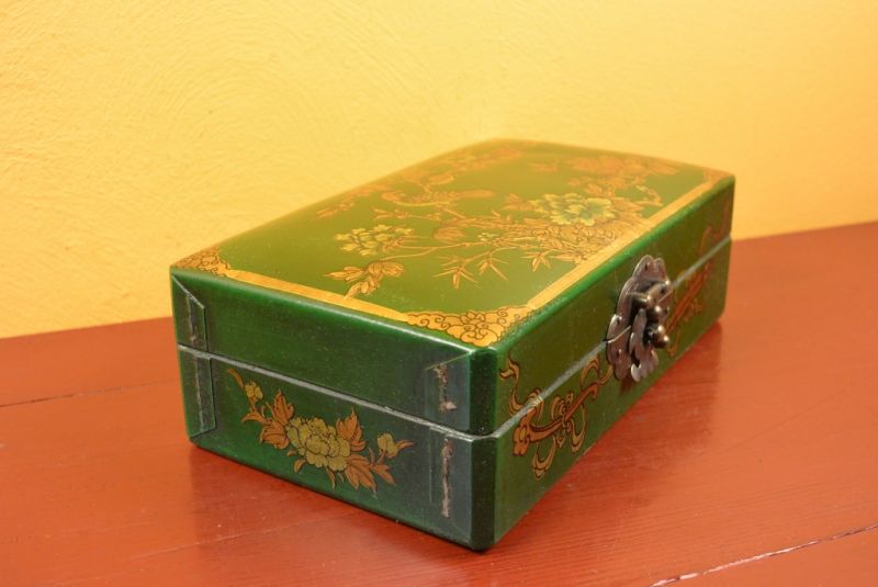 Chinesische Holzschatullen Grün Vögel 3