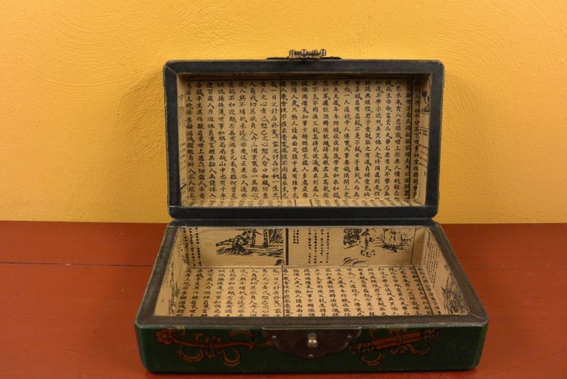 Chinesische Holzschatullen Grün Vögel 5