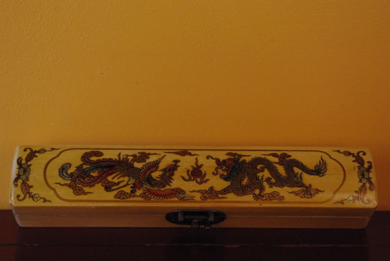 Chinesische Holzschatullen lang und Gelb 4