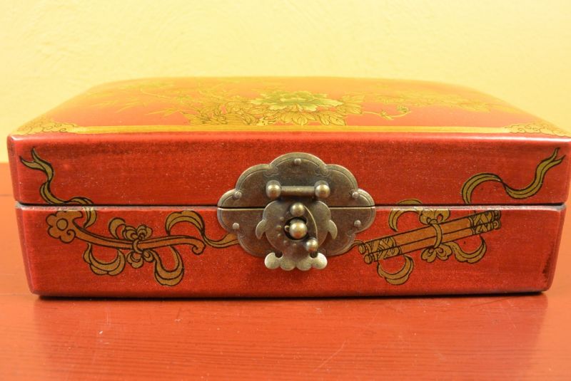 Chinesische Holzschatullen Rot Vögel 2