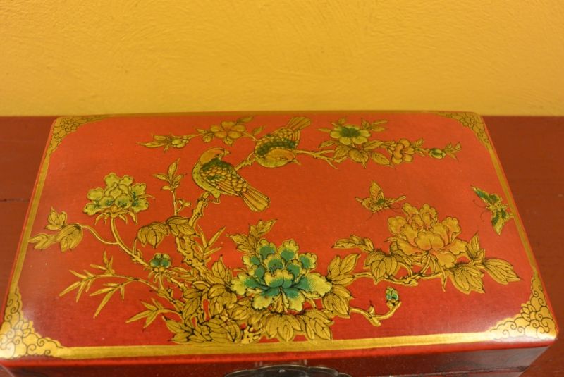 Chinesische Holzschatullen Rot Vögel 3
