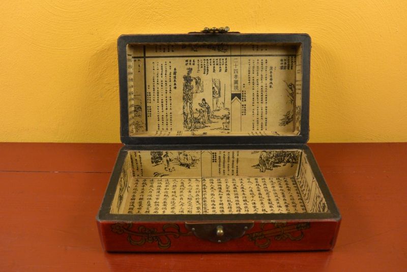 Chinesische Holzschatullen Rot Vögel 5