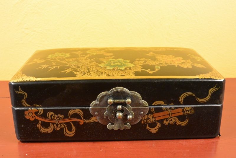 Chinesische Holzschatullen Schwarz Vögel 2