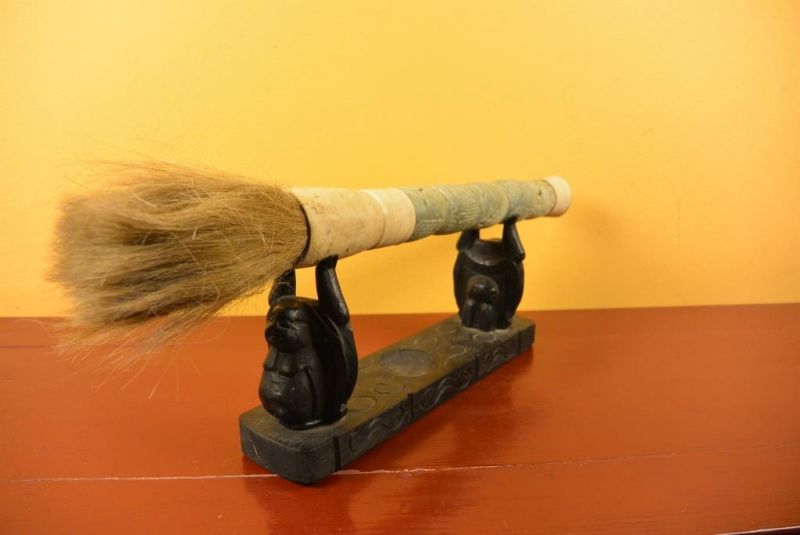 Chinesische Kalligraphie Pinsel Stein Grüne Jade 5