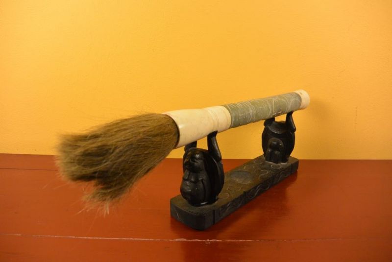 Chinesische Kalligraphie Pinsel Stein Jade geschnitzt 5