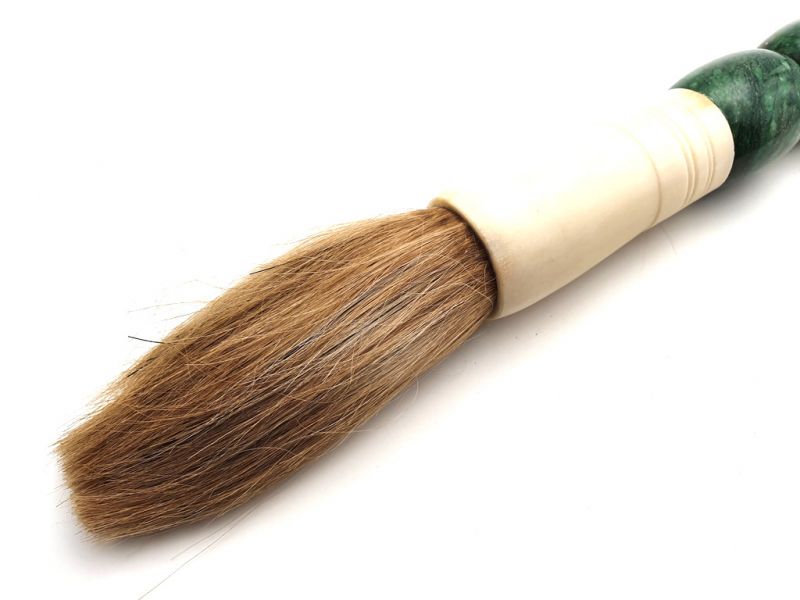 Chinesische Kalligraphie Pinsel Stein - Ovaler Stein - Grün 3