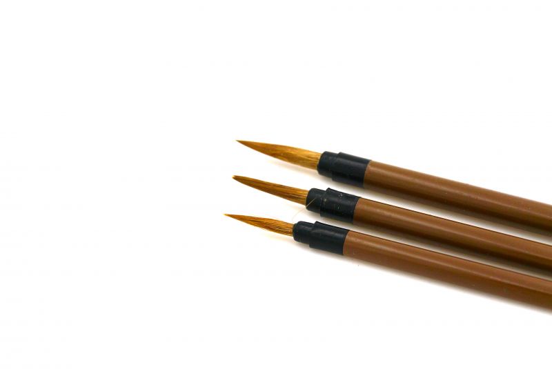 Chinesische Kalligraphie Pinsel - Wolfshaar - 3 feine Pinsel 2