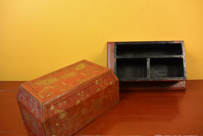 Chinesische Lackkunst Rote Box 2 5