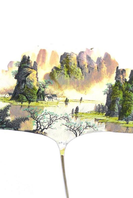 Chinesische Malerei am Baumblatt - Chinesische Landschaft 2 3