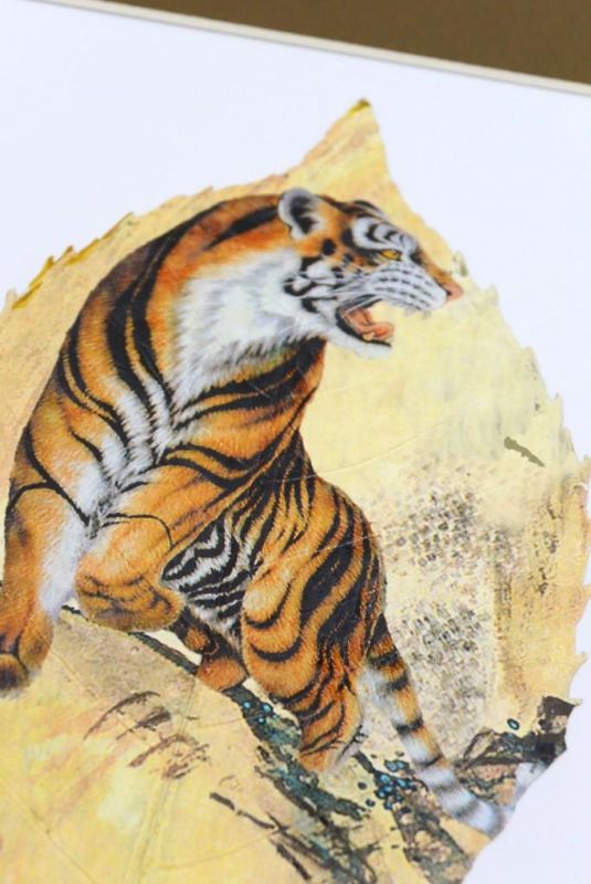 Chinesische Malerei am Baumblatt - Tiger 3