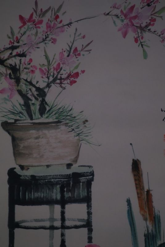 Chinesische Malerei Aquarell auf Seide Der Garten 2