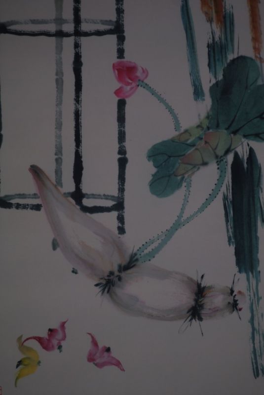 Chinesische Malerei Aquarell auf Seide Der Garten 3
