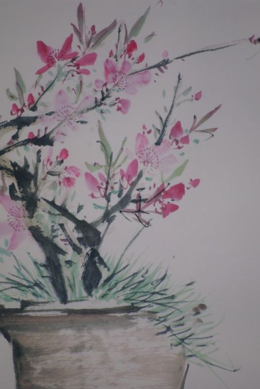 Chinesische Malerei Aquarell auf Seide Der Garten 4