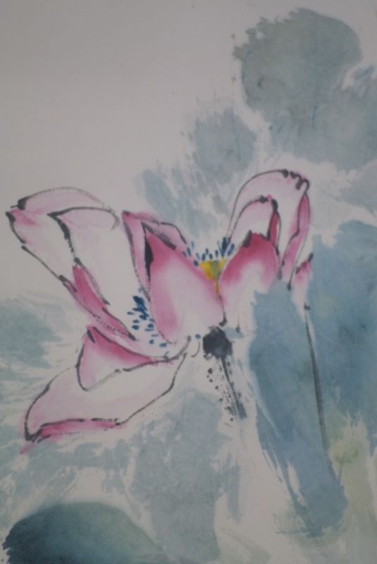 Chinesische Malerei Aquarell auf Seide Lotus 5