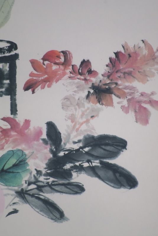 Chinesische Malerei Aquarell auf Seide Weisse Blumen 5