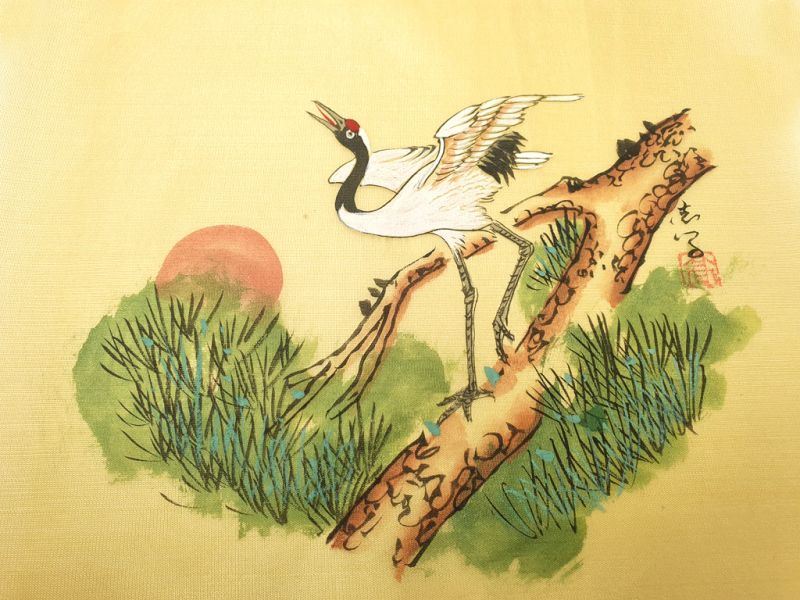 Chinesische Malerei auf Seide zum Rahmen - Der gemeine Kranich 2
