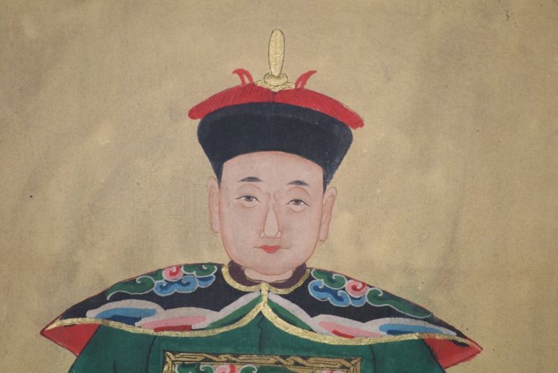 Chinesische Malerei Grün Ahnenpaare 3
