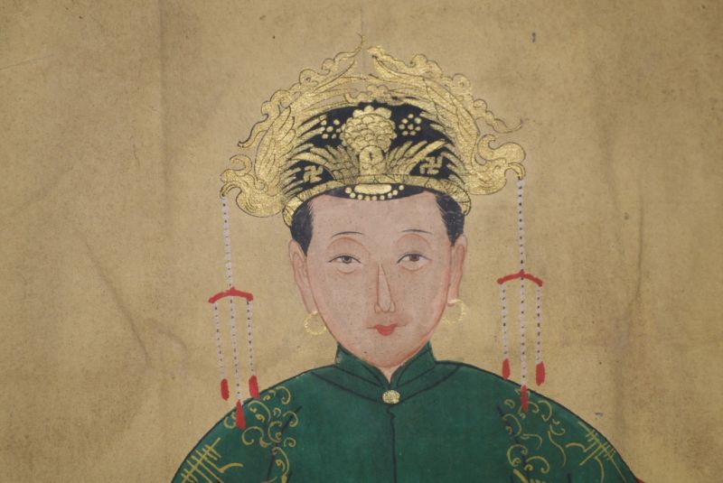 Chinesische Malerei Grün Ahnenpaare 4