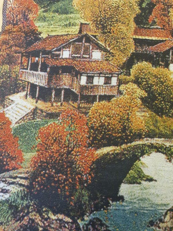 Chinesische Malerei - Stickerei auf Seide - Landschaft - Das Dorf am Wasser 4