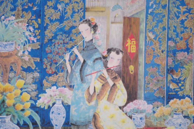 Chinesische Malerei zu Rahmen - Musiker - Flötist 4
