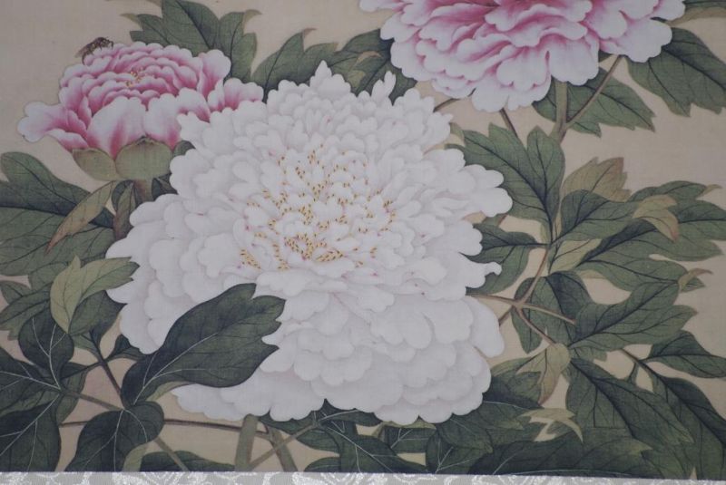Chinesische Malerei zu Rahmen Rosa und weiße Pfingstrosen 5