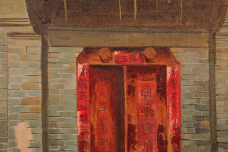Chinesische Ölgemaldes auf Leinwand Hutong 3