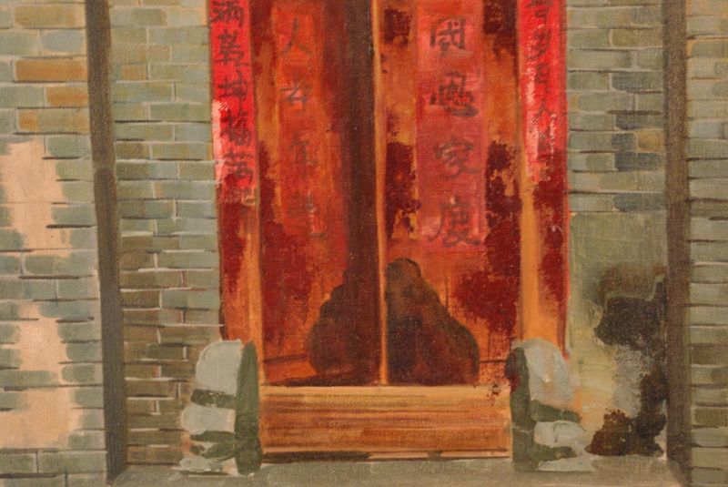 Chinesische Ölgemaldes auf Leinwand Hutong 4