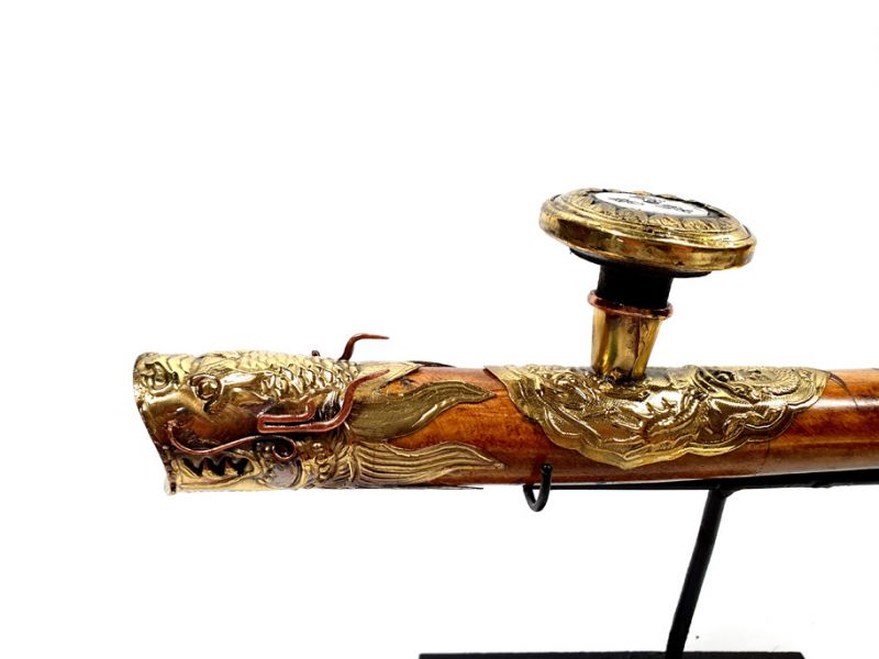 Chinesische Pfeife - Knochen, Holz, Metall und Perlmutt - Drache 2