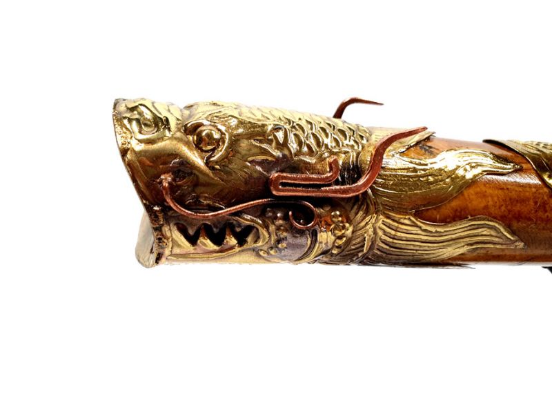 Chinesische Pfeife - Knochen, Holz, Metall und Perlmutt - Drache 5