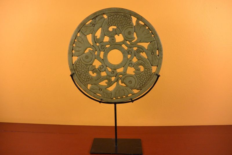 Chinesische Pi Scheiben Fisch Grün Jade 2