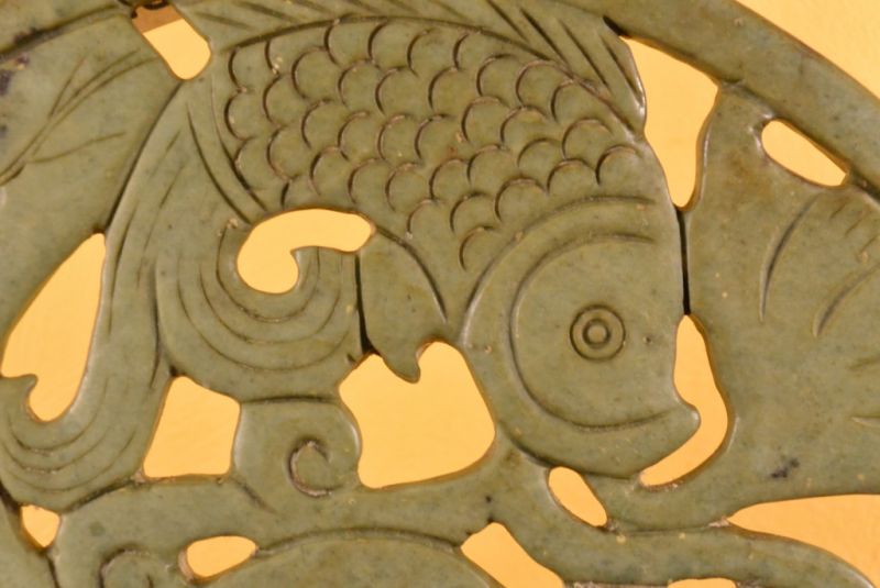 Chinesische Pi Scheiben Fisch Grün Jade 4