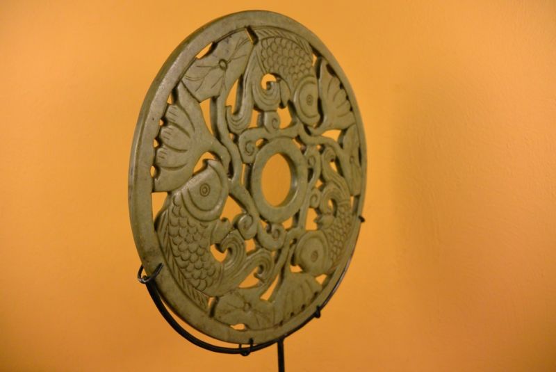 Chinesische Pi Scheiben Fisch Grün Jade 5