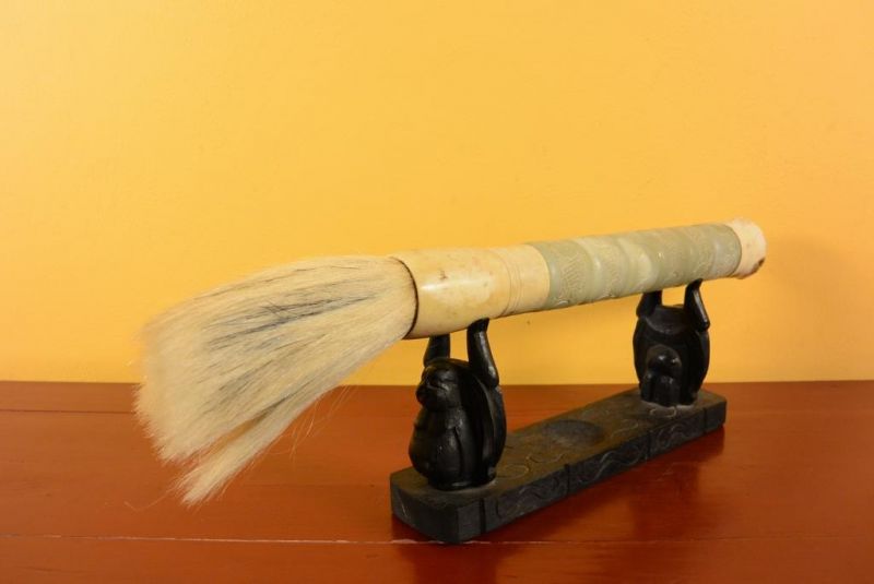 Chinesische Pinsel Stein Jade / Fisch 2 5