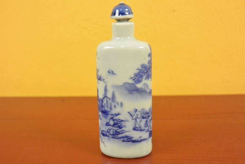 Chinesische Porzellan Schnupftabakflasche Chinesisch Wald 3