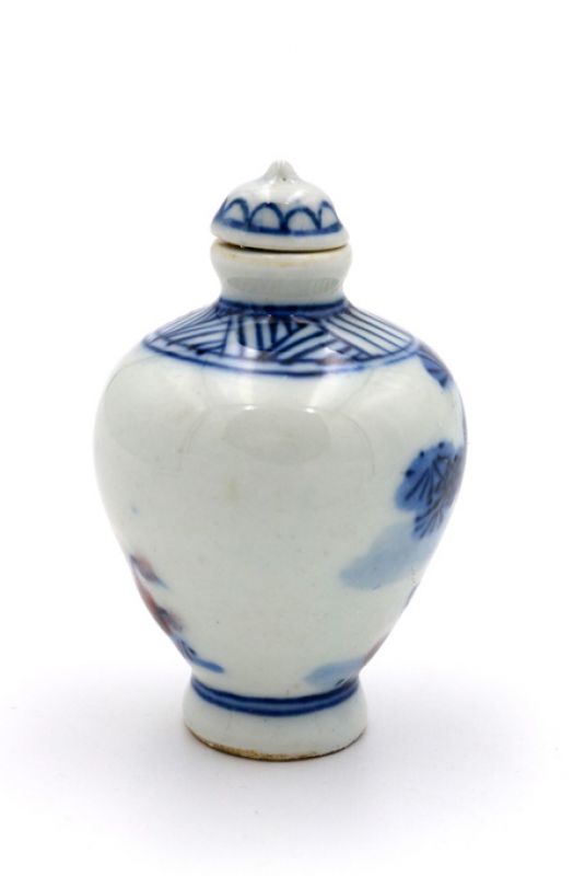 Chinesische Porzellan Schnupftabakflasche - Der Mann und der Tiger 3