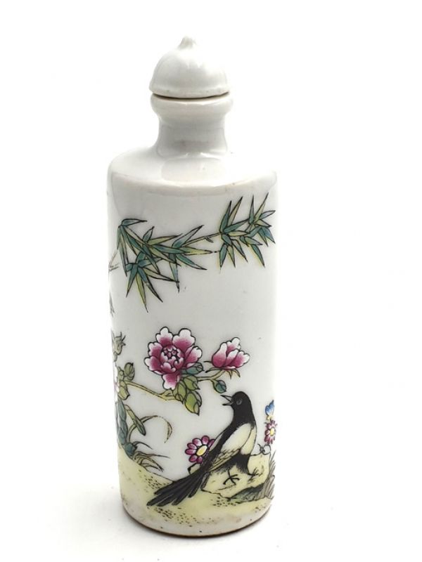Chinesische Porzellan Schnupftabakflasche - Der Vogel und der Bambus 2