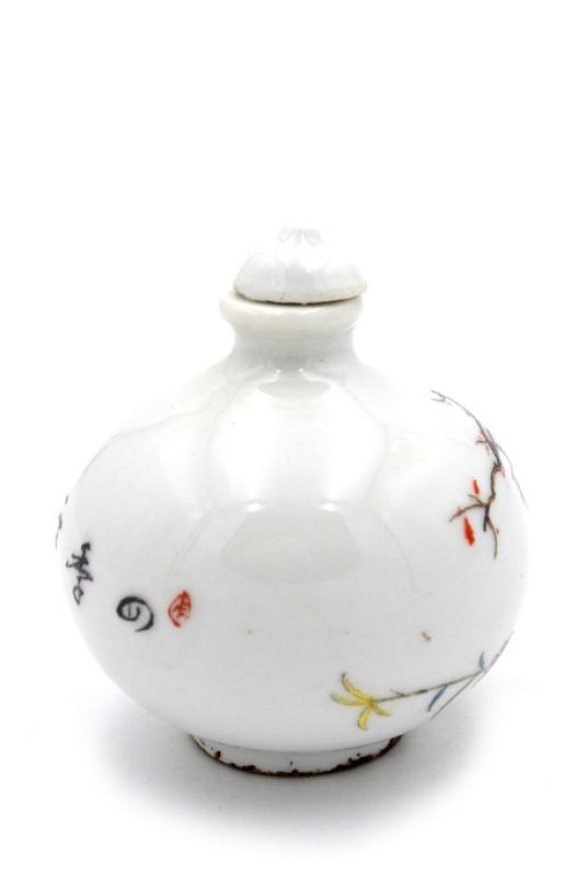 Chinesische Porzellan Schnupftabakflasche - Die Blumen 3