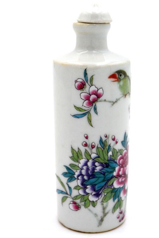 Chinesische Porzellan Schnupftabakflasche - Die Papageien 3