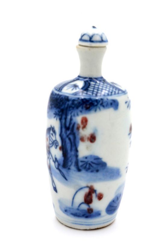 Chinesische Porzellan Schnupftabakflasche - Die Reiter 1 2