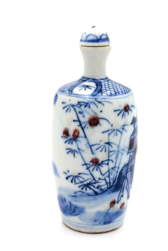Chinesische Porzellan Schnupftabakflasche - Die Reiter 1 3