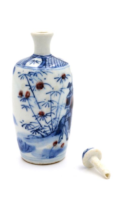 Chinesische Porzellan Schnupftabakflasche - Die Reiter 1 4