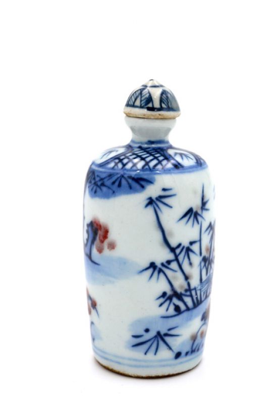 Chinesische Porzellan Schnupftabakflasche - Die Reiter 2 3