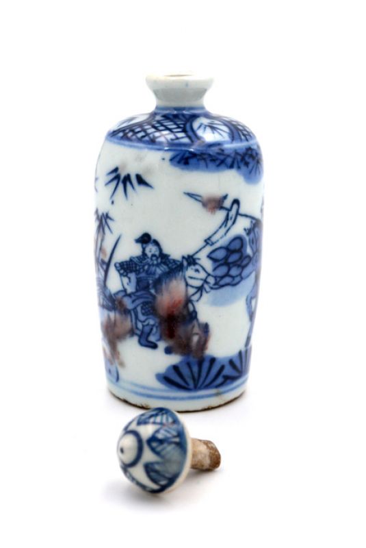 Chinesische Porzellan Schnupftabakflasche - Die Reiter 2 4