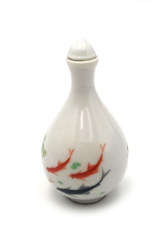 Chinesische Porzellan Schnupftabakflasche - Fisch - Feng Shui 2 2